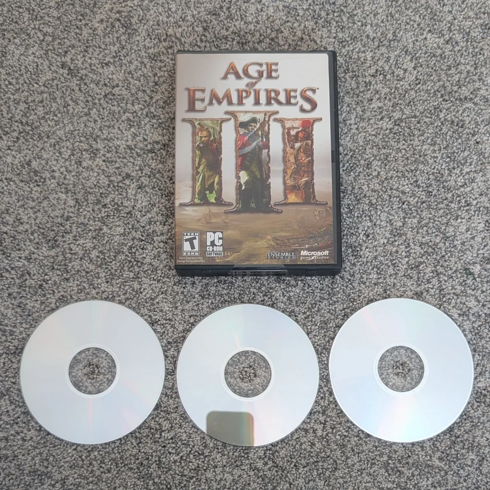 PC Game Age of Empires III Microsoft 3 Disc Set 2005 Video Game w/ Product Key
